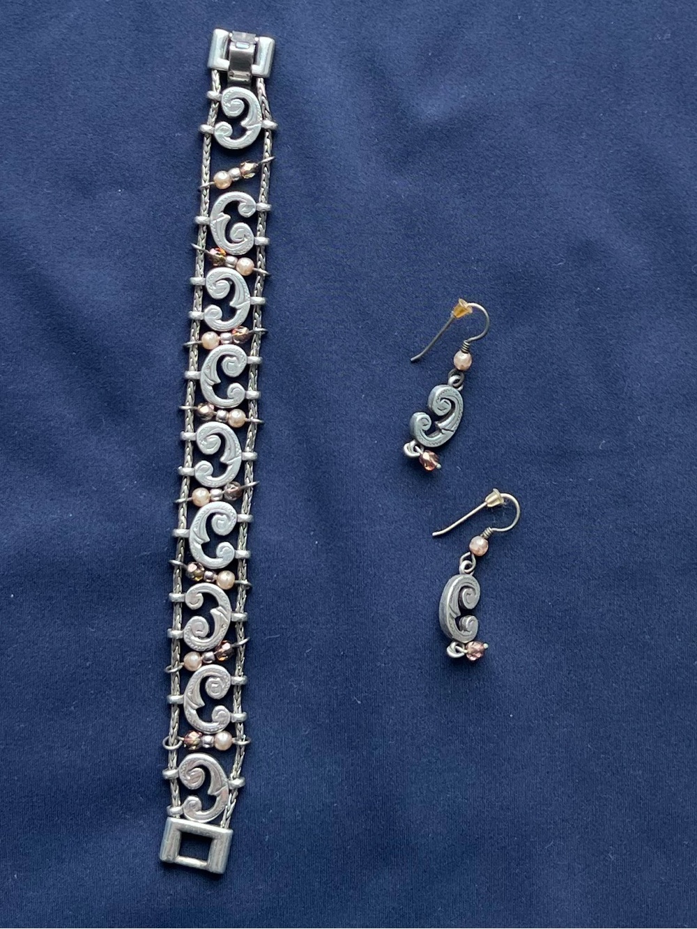 Brighton Silver Scroll Bracelet and matching Earrings